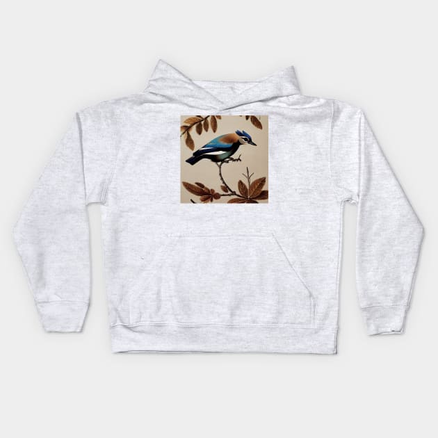 Blue Eurasian Jay Kids Hoodie by fistikci